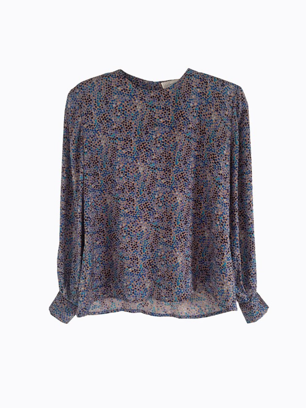 Vtg Darabin Ltd NY Silk Blouse 6 Watercolor Pointillist Dot Art to Wear 90s Boho